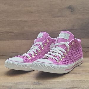 Converse Pink Crochet High-Top Sneakers